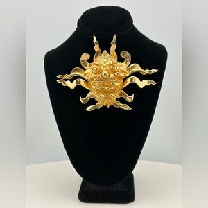 Vintage Dragon Statement Brooch Gold Metal UNISEX